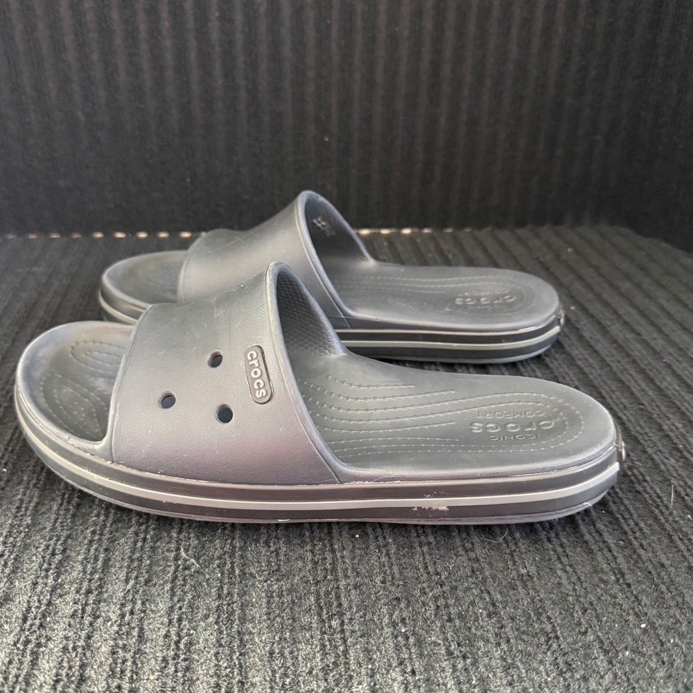 Crocs Crocband Slide Sandals Black Mens 7 Womens 9 Slip On Shoes - Picture 5 of 8